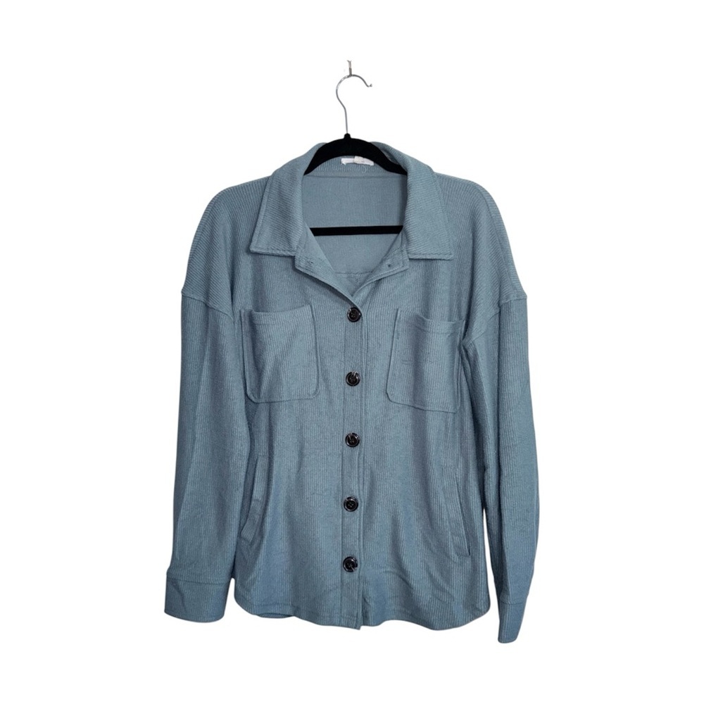 Maurices Corded Button Down Shirt Teal Blue Ribbed Relaxed Fit Medium Women’s